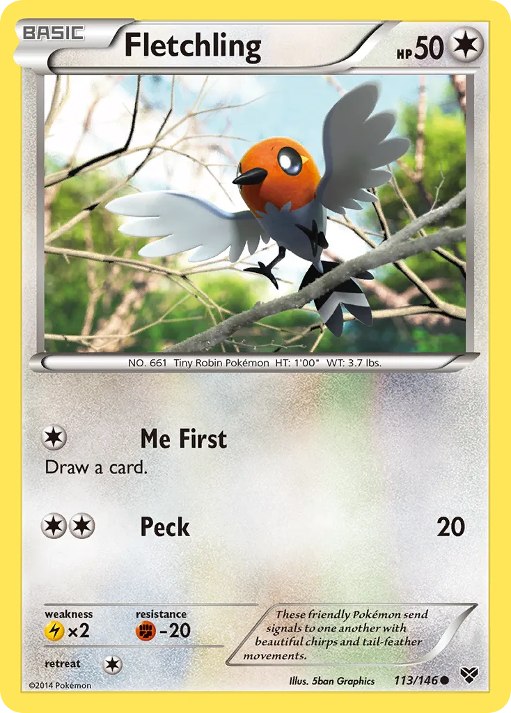 2014 XY Fletchling Common #113/146 Common card image