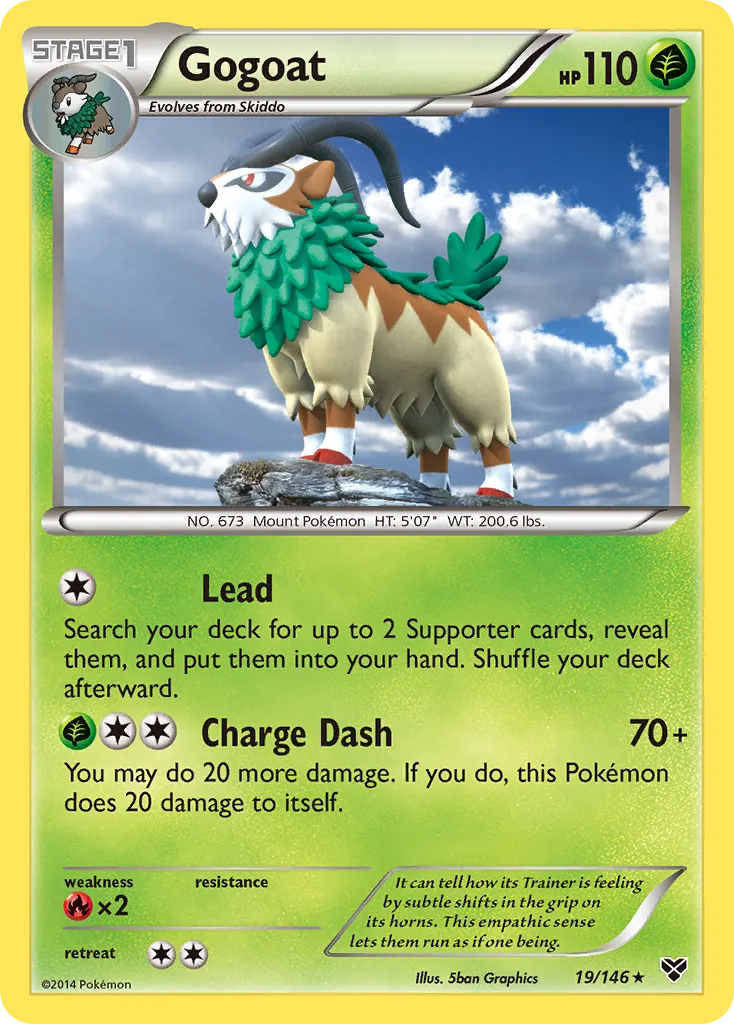 2014 XY Gogoat Rare Holo #019/146 Rare Holo card image