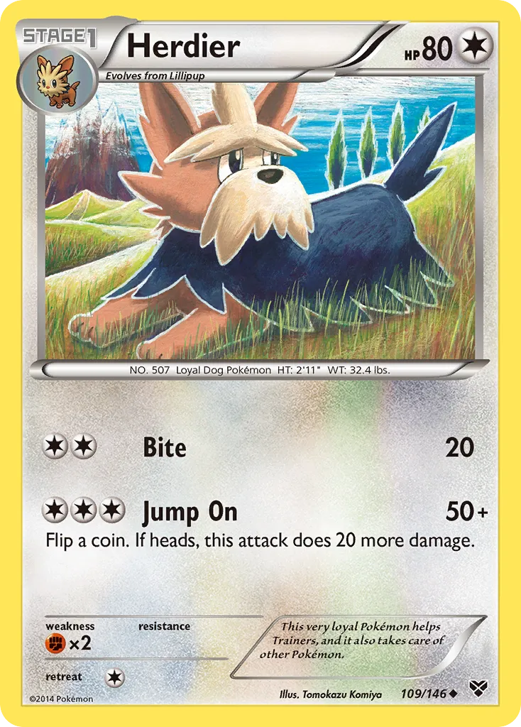 2014 XY Herdier Uncommon #109/146 Uncommon card image