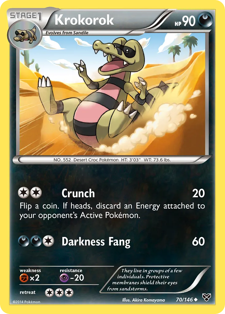 2014 XY Krokorok Uncommon #070/146 Uncommon card image