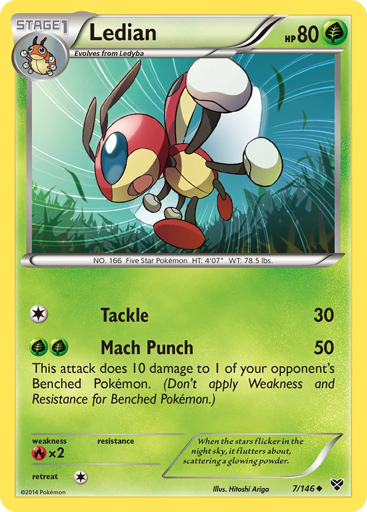 2014 XY Ledian Uncommon #007/146 Uncommon card image