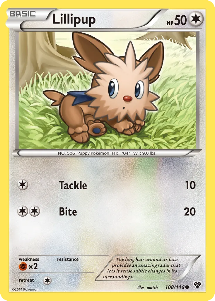 2014 XY Lillipup Common #108/146 Common card image