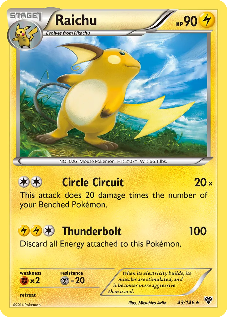 2014 XY Raichu Rare Holo #043/146 Rare Holo card image