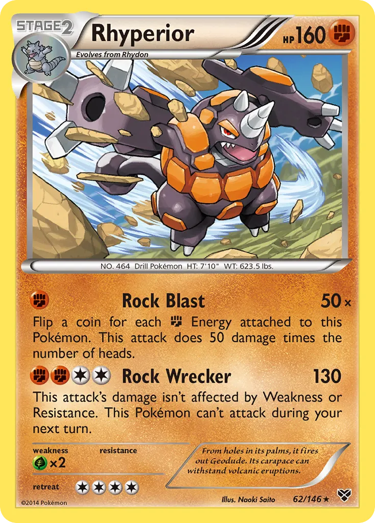 2014 XY Rhyperior Rare Holo #062/146 Rare Holo card image