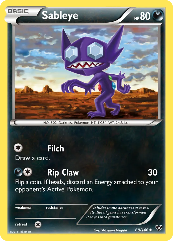 2014 XY Sableye Uncommon #068/146 Uncommon card image
