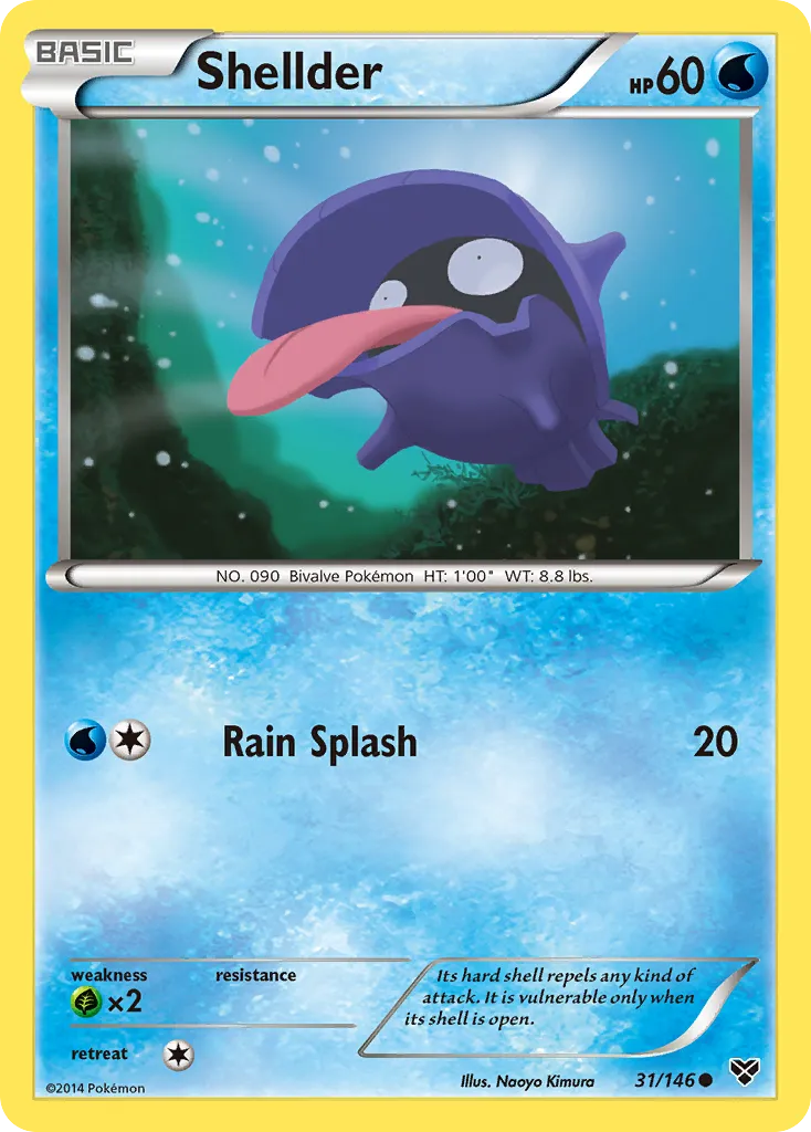 2014 XY Shellder Common #031/146 Common card image