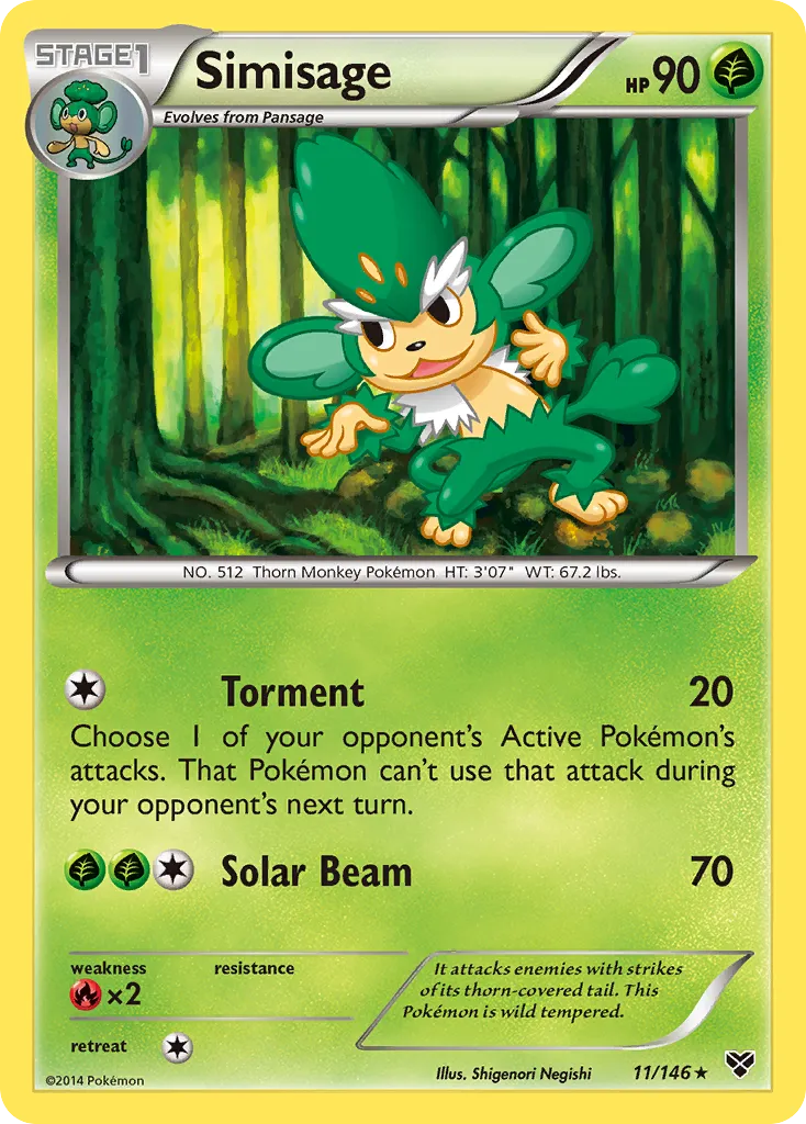 2014 XY Simisage #011/146 Rare card image