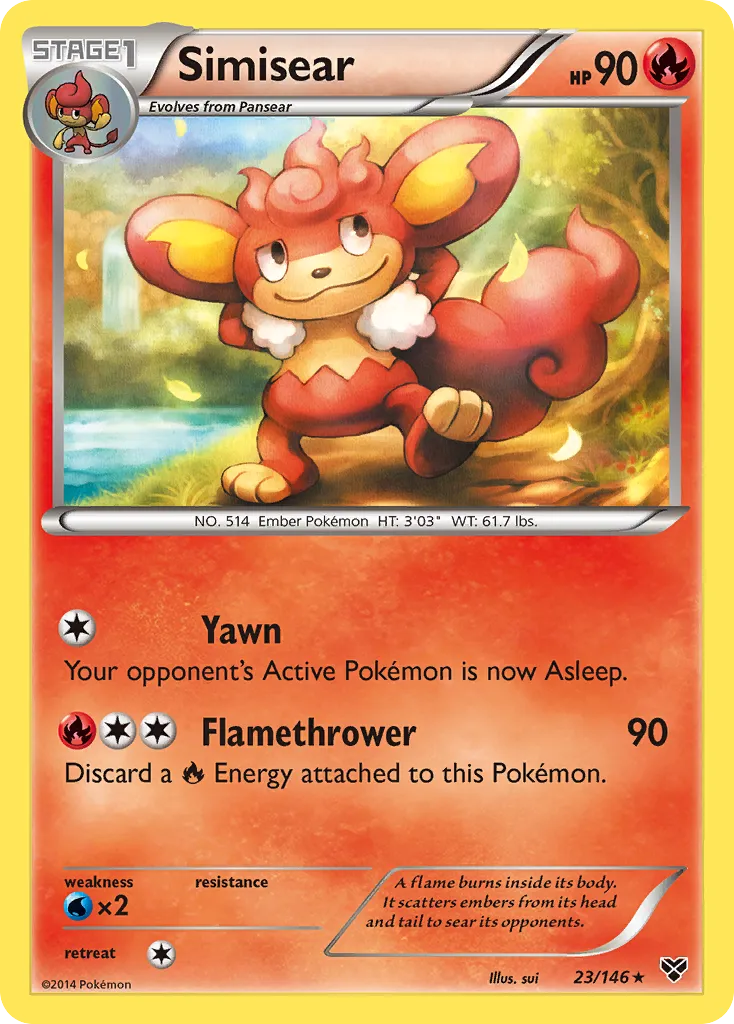 2014 XY Simisear Rare #023/146 Rare card image