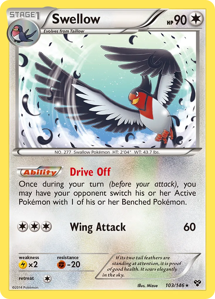 2014 XY Swellow Rare #103/146 Rare card image