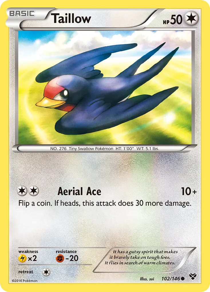 2014 XY Taillow Common #102/146 Common card image