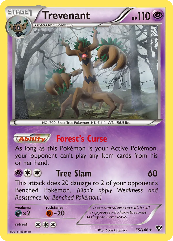 2014 XY Trevenant Rare Holo #055/146 Rare Holo card image