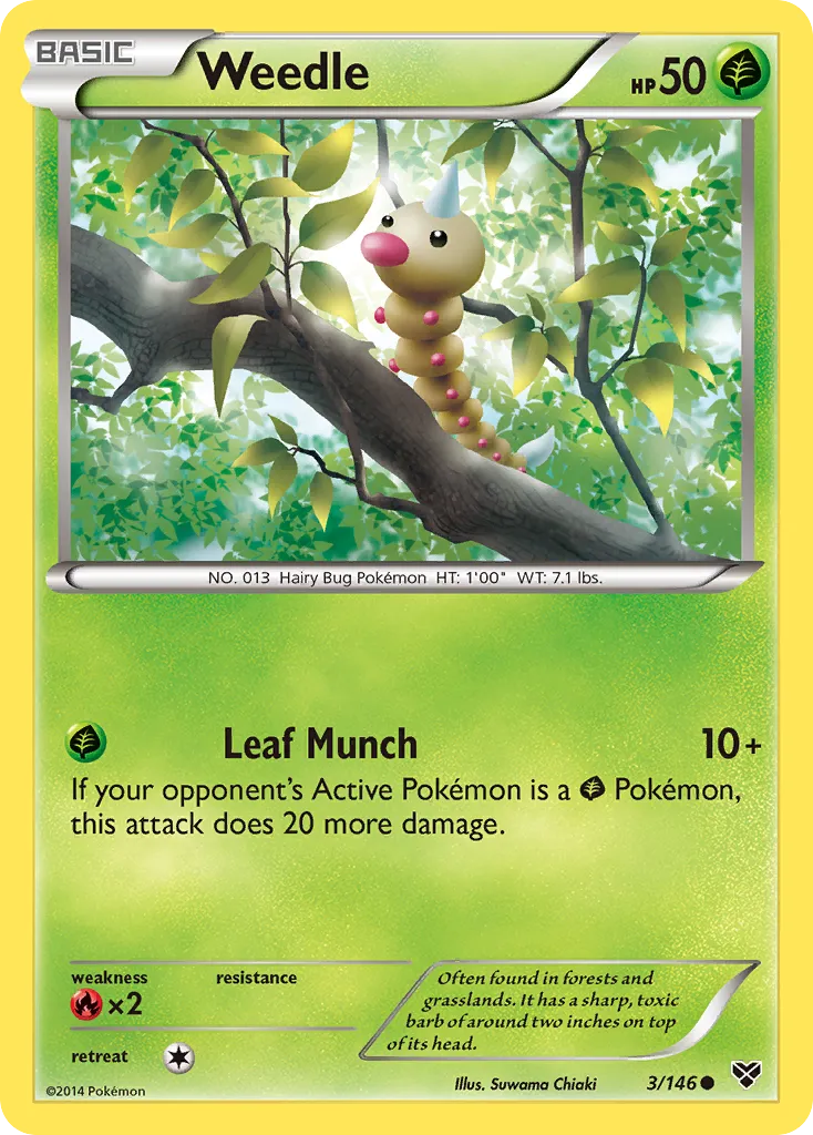 2014 XY Weedle Common #003/146 Common card image