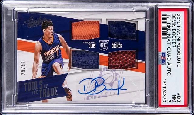 2015-16 Panini Absolute Devin Booker Tools of the Trade Material Quad Autograph #TTM-DB card image
