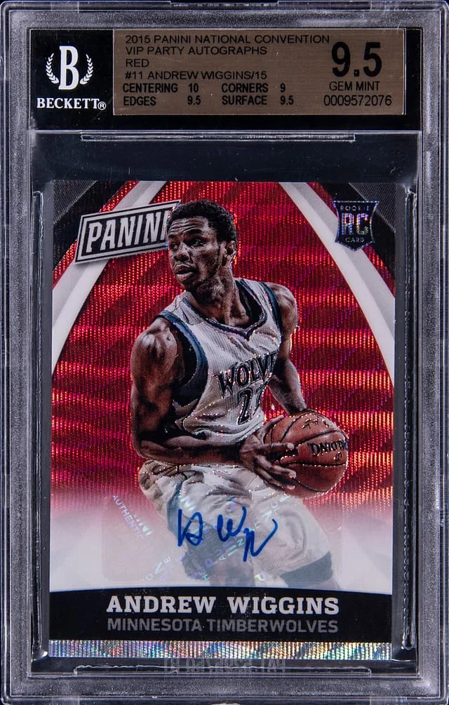 2015-16 Panini Andrew Wiggins National Convention VIP Party Autograph Red #11 card image
