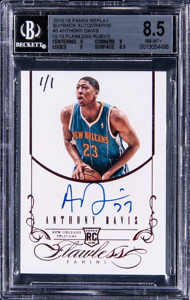 2015-16 Panini Anthony Davis Replay Buyback Autograph 12-13 Flawless Ruby #3 card image