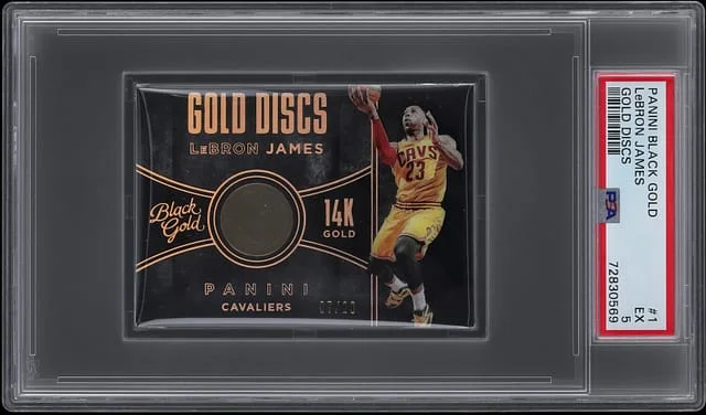 2015-16 Panini Black Gold LeBron James Gold Discs #1 card image
