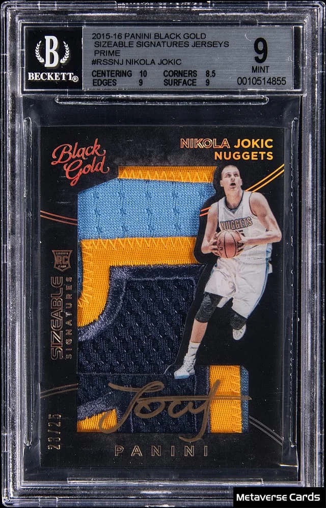 2015-16 Panini Black Gold Nikola Jokic Sizeable Signatures Jerseys Prime #RSS-NJ card image