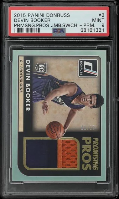2015-16 Panini Donruss Devin Booker Promising Prospects Jumbo Swatch Prime #2 card image