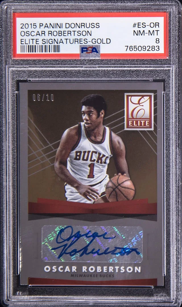2015-16 Panini Donruss Oscar Robertson Elite Signatures Gold #ES-OR card image