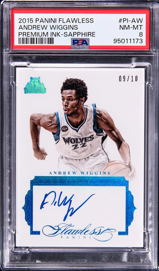 2015-16 Panini Flawless Andrew Wiggins Premium Ink Sapphire #PI-AW card image