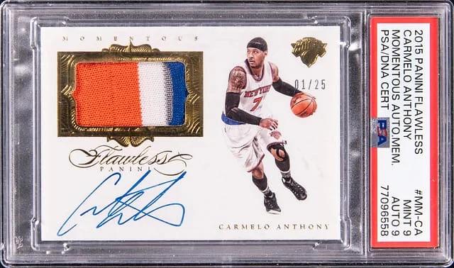 2015-16 Panini Flawless Carmelo Anthony Momentous Autograph Memorabilia #MM-CA card image