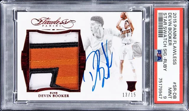 2015-16 Panini Flawless Devin Booker Star Swatch Signatures Ruby #SR-DB card image