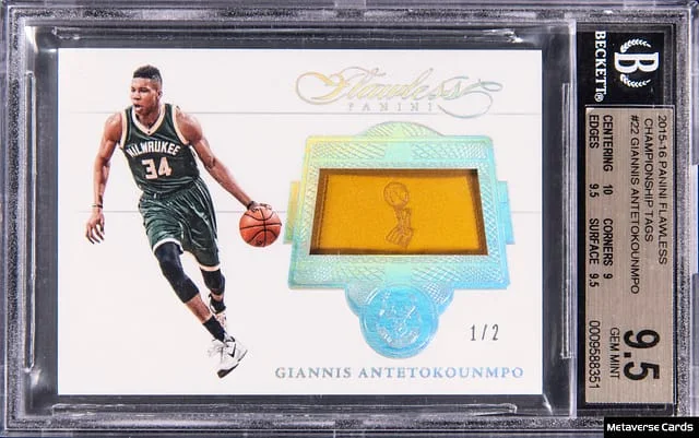 2015-16 Panini Flawless Giannis Antetokounmpo Championship Tags #22 card image