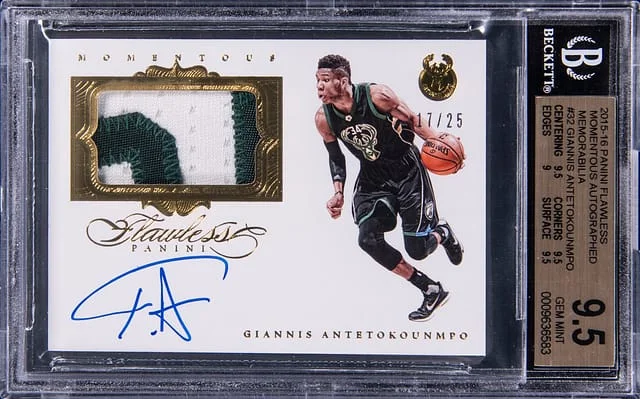 2015-16 Panini Flawless Giannis Antetokounmpo Momentous Autograph Memorabilia #MM-GA card image