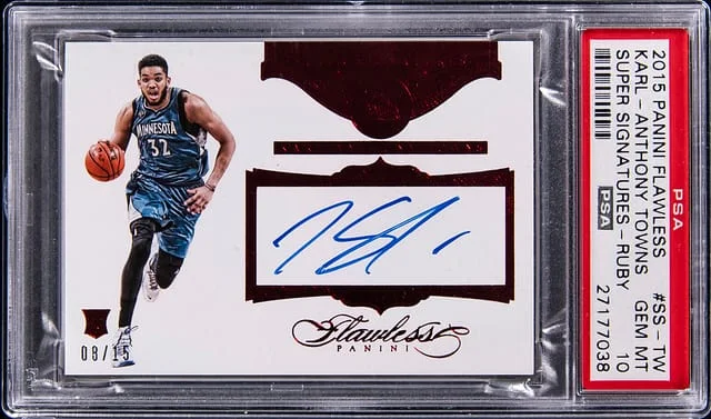 2015-16 Panini Flawless Karl-Anthony Towns Super Signature Ruby #SS-TW card image