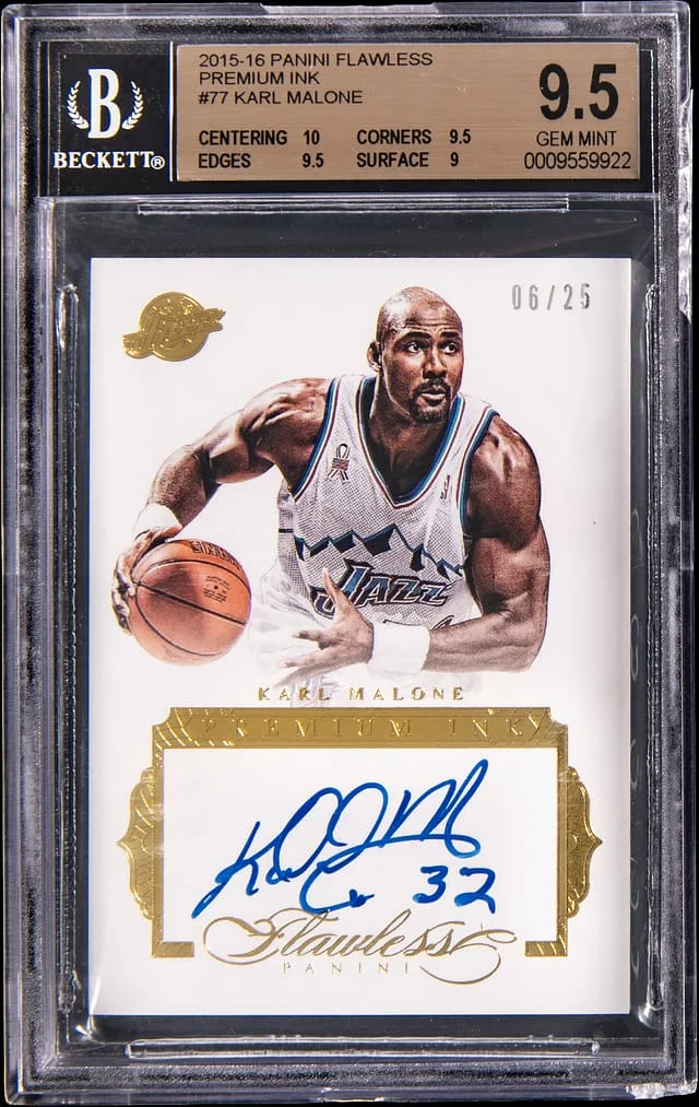 2015-16 Panini Flawless Karl Malone Premium Ink #PI-KM card image