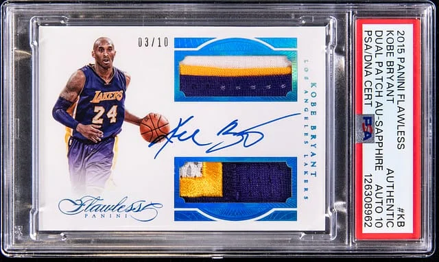 2015-16 Panini Flawless Kobe Bryant Dual Patch Autographs Ruby #DPA-KB card image