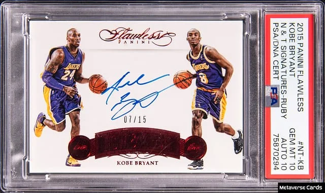 2015-16 Panini Flawless Kobe Bryant Now & Then Signatures Ruby #NT-KB card image