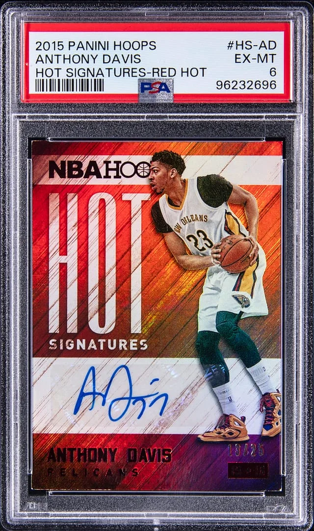 2015-16 Panini Hoops Anthony Davis Hot Signature Red Hot #HS-AD card image
