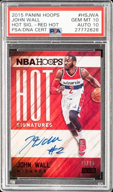 2015-16 Panini Hoops John Wall Hot Signatures Red Hot #HS-JWA card image