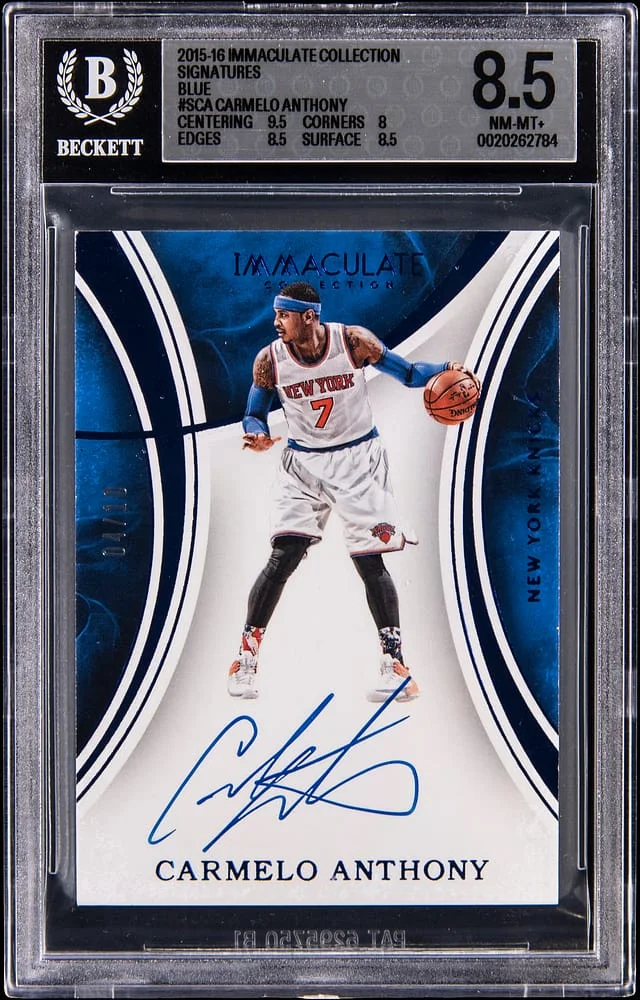 2015-16 Panini Immaculate Carmelo Anthony Collection Signatures Blue #SCA card image