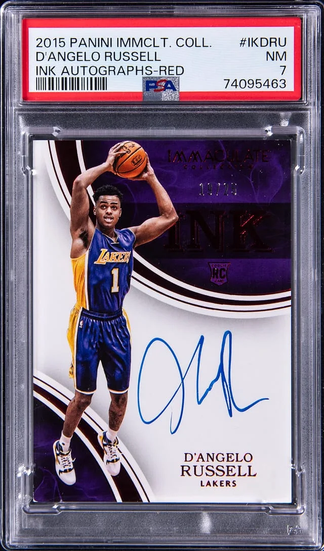 2015-16 Panini Immaculate Collection D'Angelo Russell Ink Autographs Red #IKDRU card image