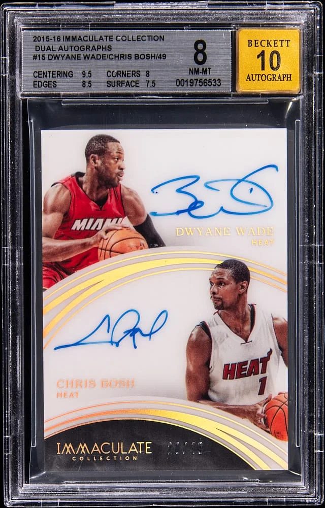2015-16 Panini Immaculate Collection Dwyane Wade/Chris Bosh Dual Autographs #15 card image