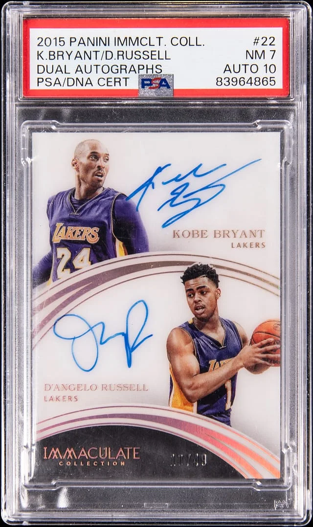 2015-16 Panini Immaculate Collection Kobe Bryant/D'Angelo Russell Dual Autographs #22 card image