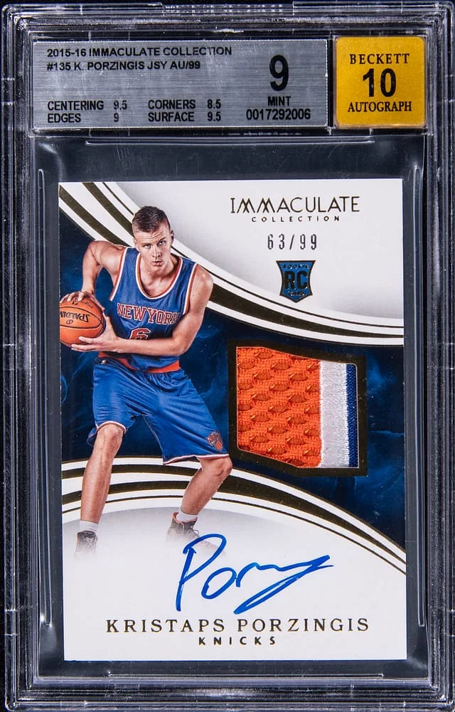 2015-16 Panini Immaculate Collection Kristaps Porzingis #135 card image