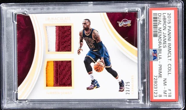 2015-16 Panini Immaculate Collection LeBron James Dual Memorabilia Prime #18 card image