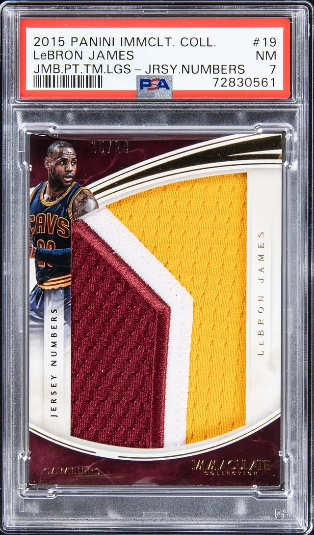 2015-16 Panini Immaculate Collection LeBron James Jumbo Patch Team Logos Jersey Numbers #19 card image