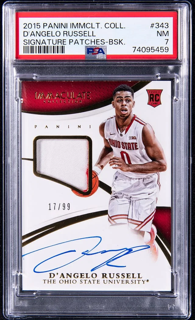2015-16 Panini Immaculate D'Angelo Russell Collegiate Premium Patch Autograph #343 card image