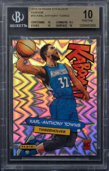 2015-16 Panini Karl-Anthony Towns Excalibur Kaboom #16 card image