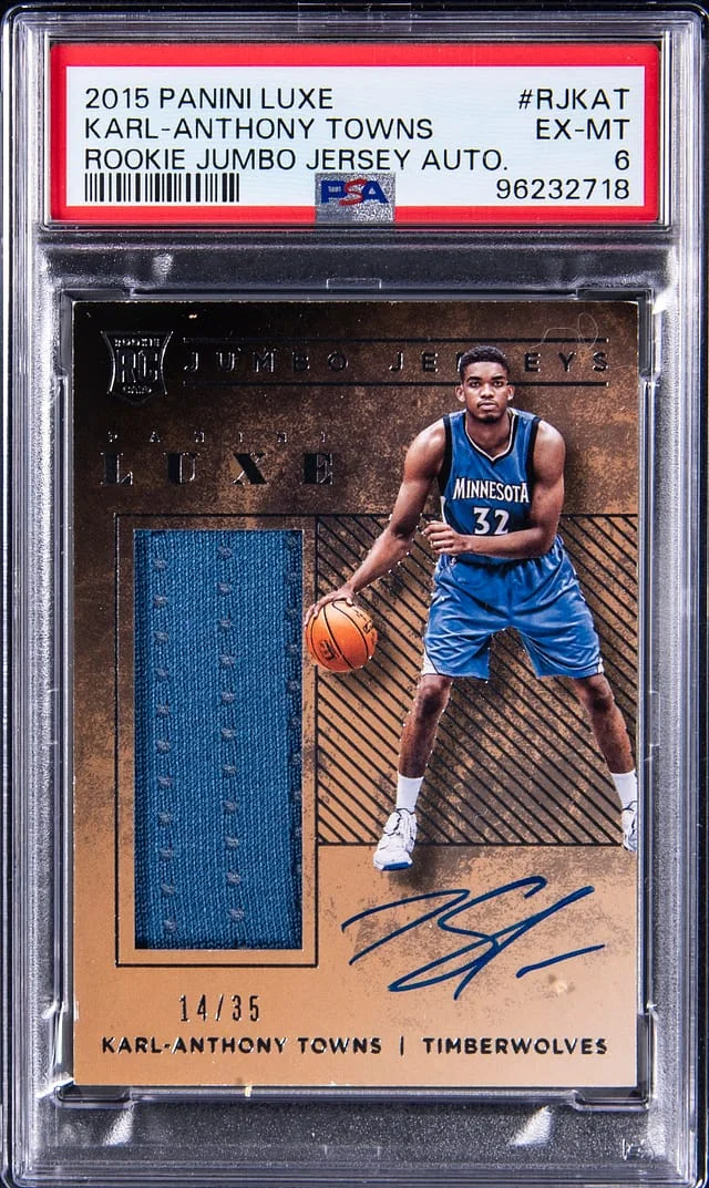 2015-16 Panini Karl-Anthony Towns Luxe Jumbo Jersey Autograph #RJ-KAT card image