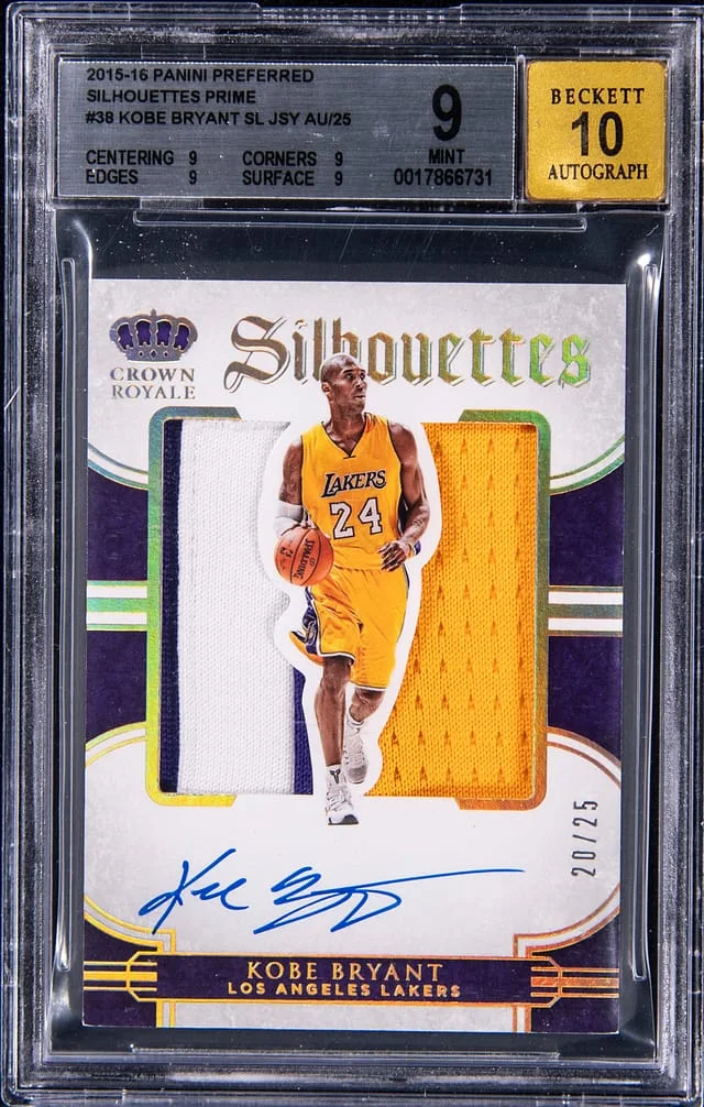 2015-16 Panini Kobe Bryant Preferred Silhouettes Jersey Autograph Prime #38 card image