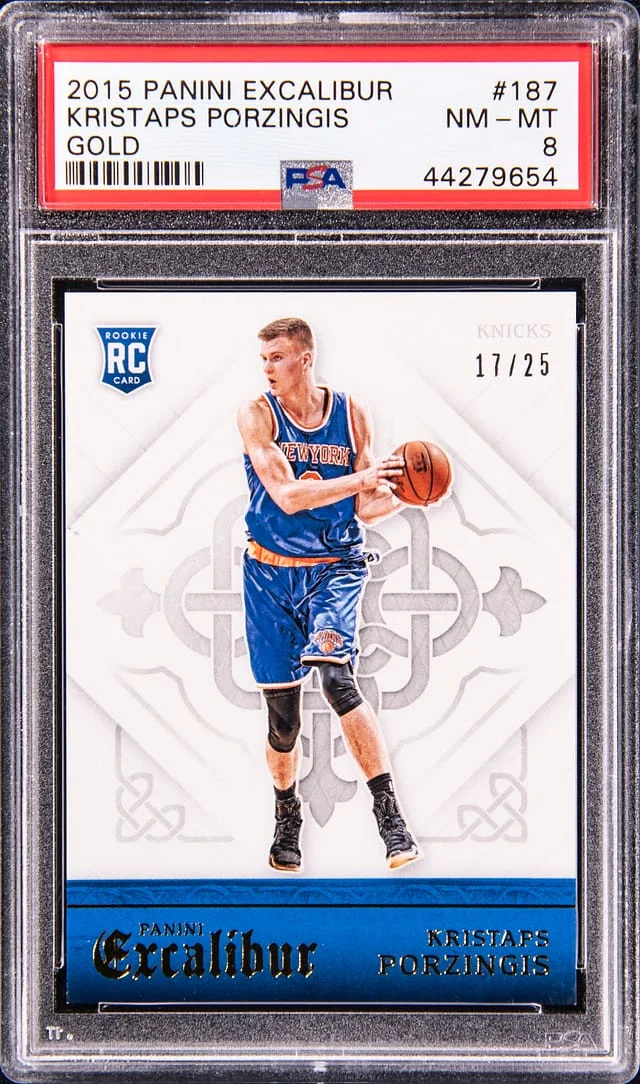 2015-16 Panini Kristaps Porzingis , Excalibur Gold #187 card image