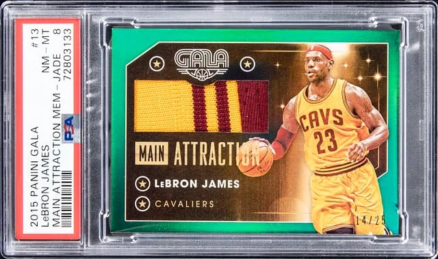 2015-16 Panini LeBron James Gala Main Attraction Memorabilia Jade #13 card image