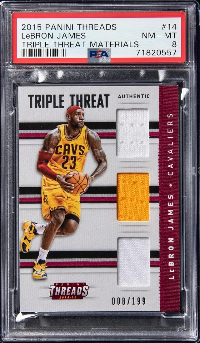 2015-16 Panini LeBron James Threads Triple Threat Materials #14 card image