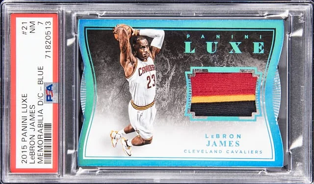 2015-16 Panini LeBron James Luxe Memorabilia Die-Cut Blue #21 card image