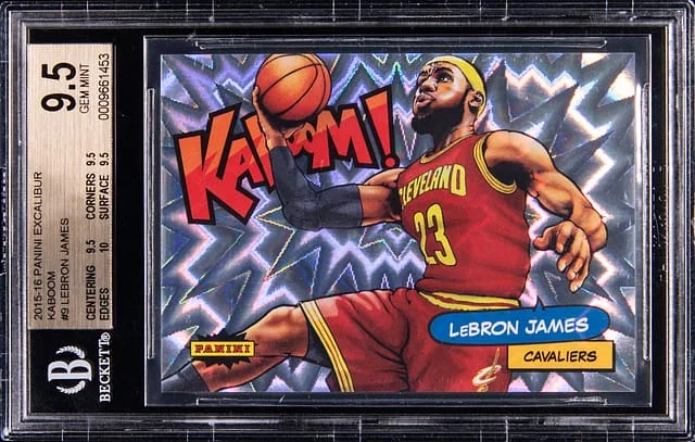 2015-16 Panini LeBron James Excalibur Kaboom! #9 card image